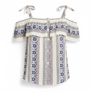 Lucky Brand Flowy Blue Flower Blouse